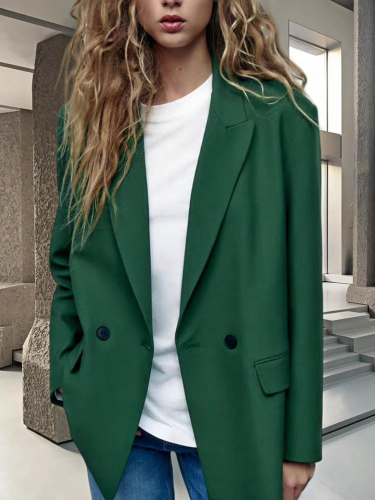 Street Wave Womens Oversized Blazer Elegant Double Breasted Design With Pockets For Modern Wardrobe