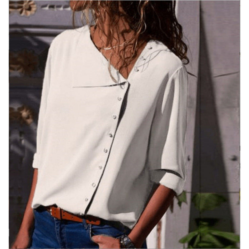Street-wave Women Button-Up Relaxed Fit Blouse Breathable Lightweight For Work And Casual