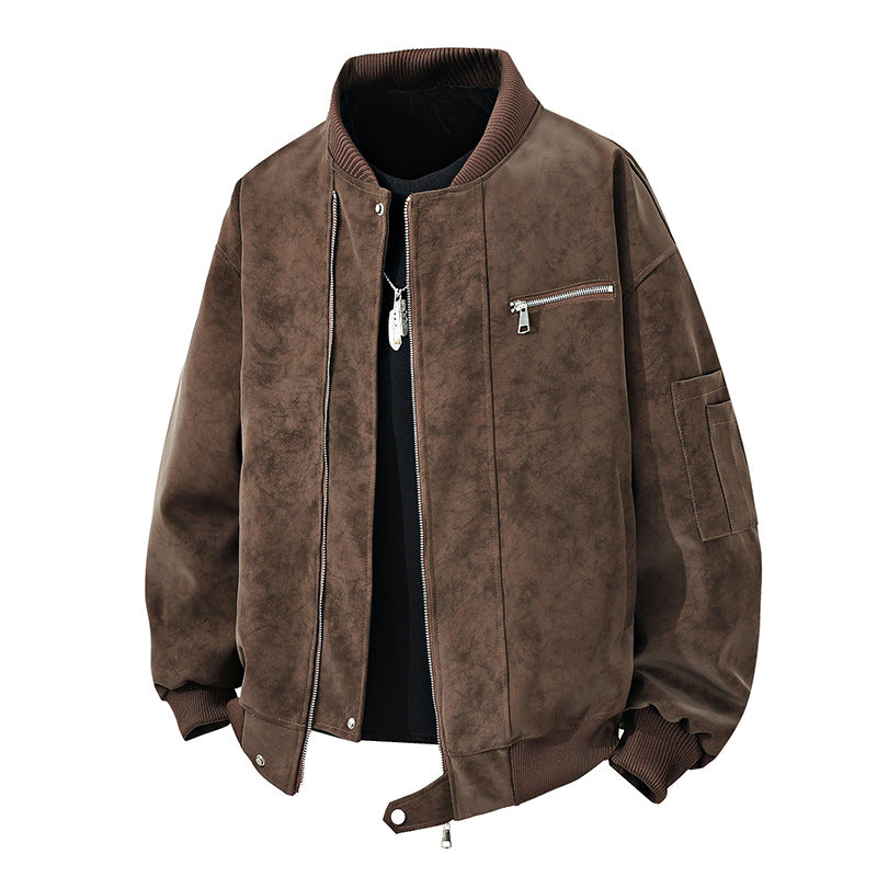 Street-wave Men's Bomber Jacket Vintage Look With Practical Zipper And Stylish Details