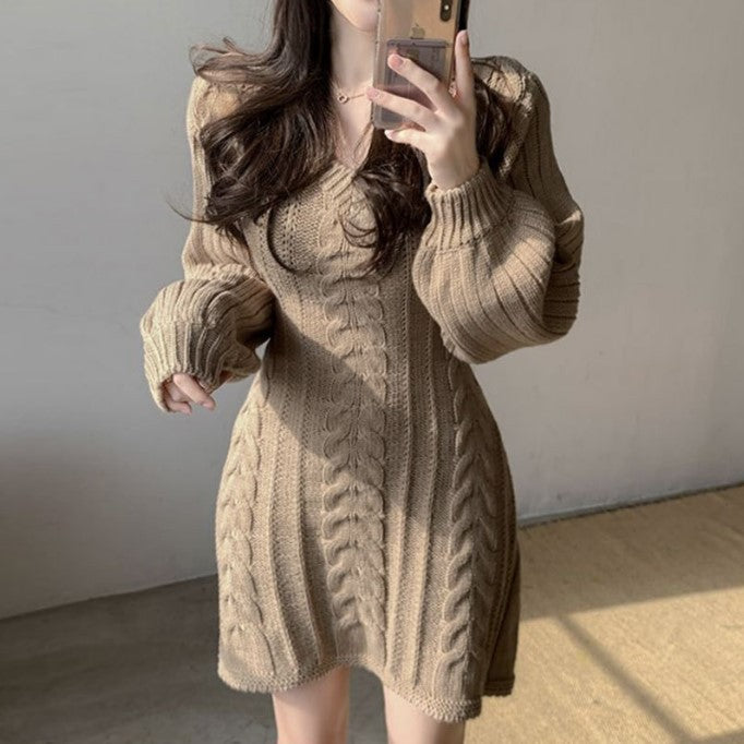 Streetwave Cable Knit Dress for Women Wide Silhouette with Elegant Cable Details Cozy