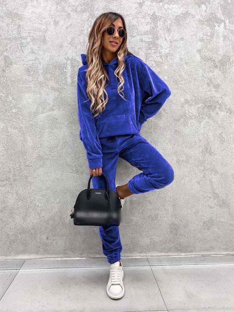 Street Wave Womens Cozy Fleece Set With Oversized Hoodie And Soft Joggers For Lounging