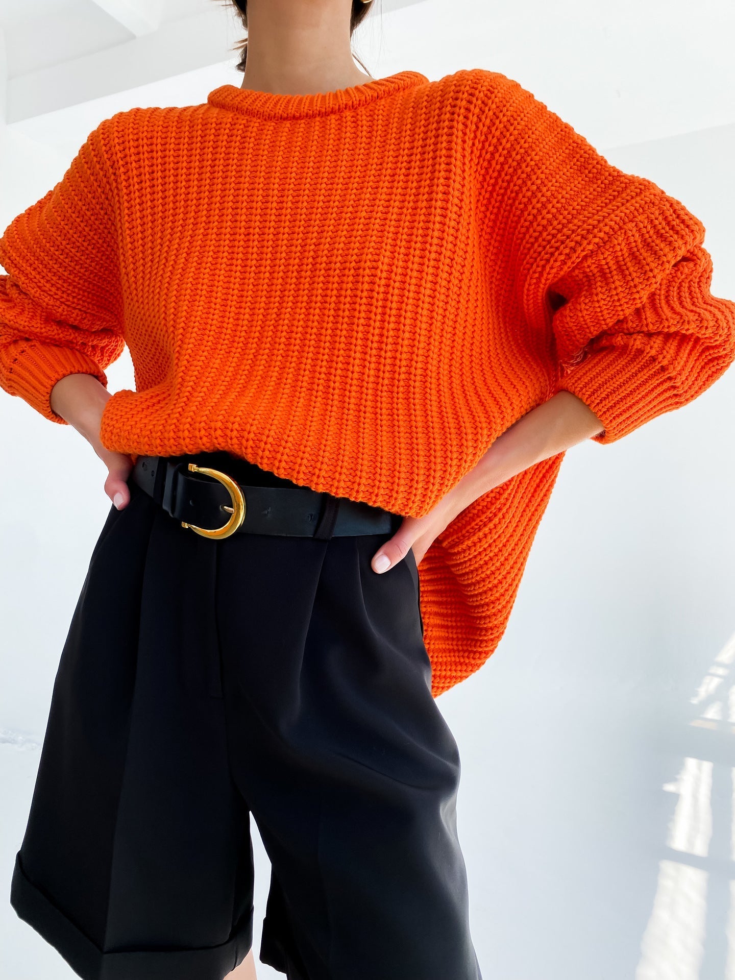 Street-Wave Womens Cozy Knit Sweater With Textured Stitch For Relaxed Oversized Fit Breathable Comfort