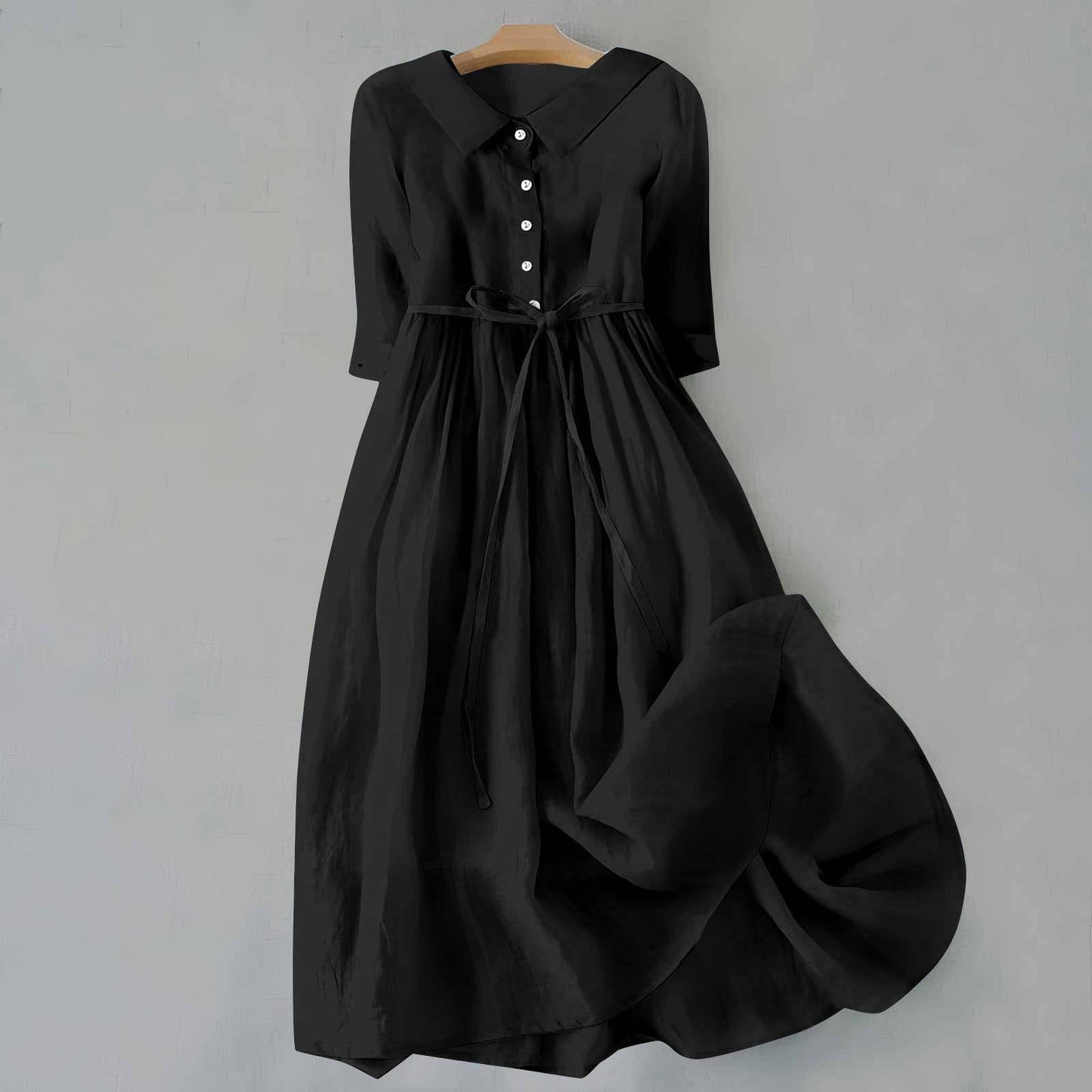 Women's Casual Dress with Short Sleeves and A-Line Cut