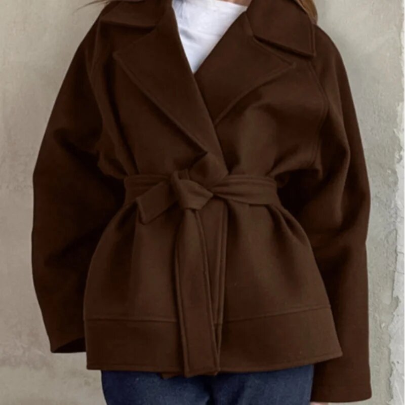 Street-Wave Womens Wrap Jacket In HighQuality Soft Material With Tailored Belt For A Flattering Silhouette