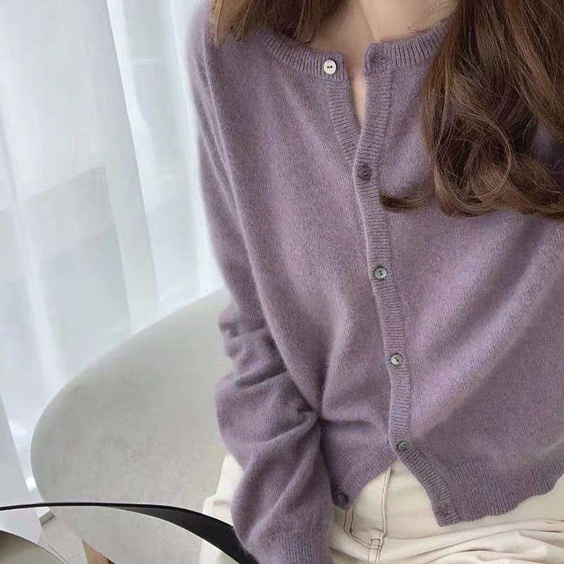 Street-Wave Women's Fine Knit Cardigan With Button Front Soft Material Cozy Everyday Wear