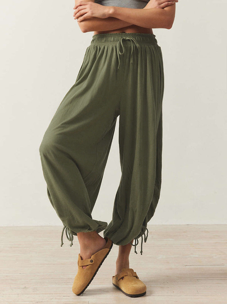 Streetwave Women Harem Pants Elastic Waistband Drawstring Loose Fit Breathable Comfort