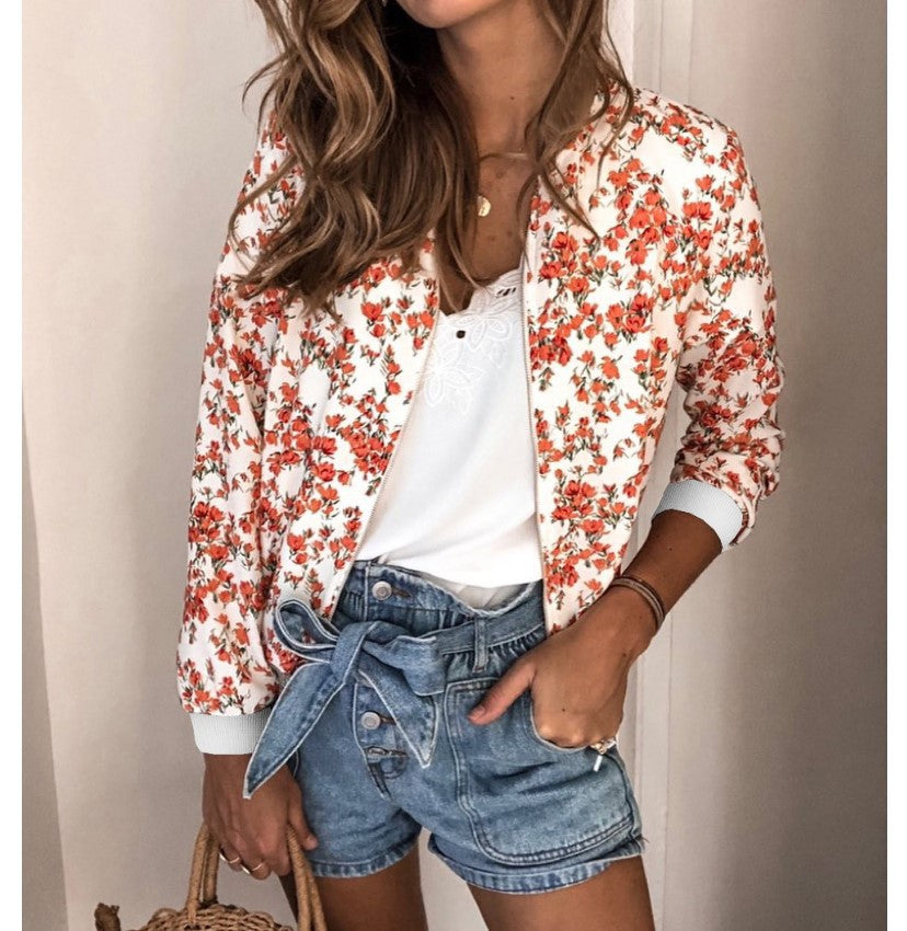 Street Wave Floral Jacket For Women Elegant Spring Style With Bold Bloom Pattern
