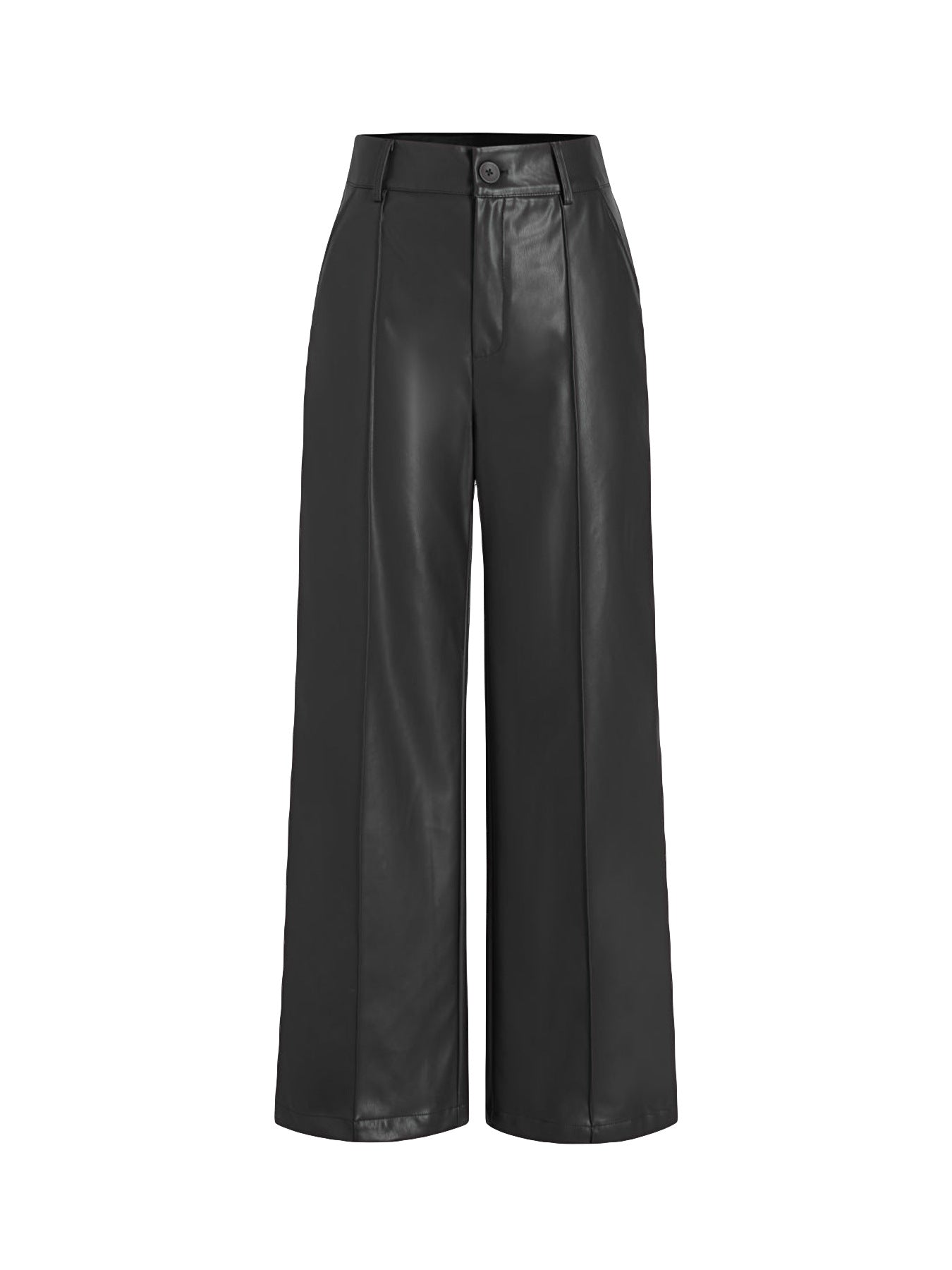 Street-wave Elegant Women Wide-Leg Faux Leather Culottes For Chic Modern Looks Everyday