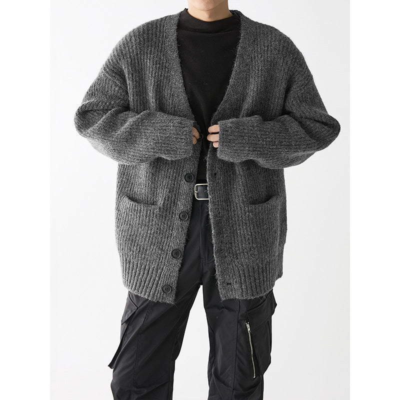 Mens Chunky Knit Cardigan With Pockets By Street-wave Cozy Everyday Wear For Him