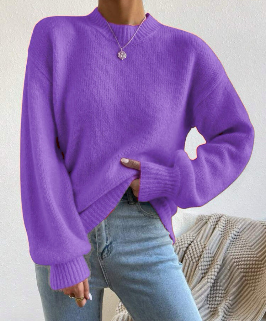 Streetwave Women's High Neck Knit Sweater With Structured Texture For Cozy Everyday Chic