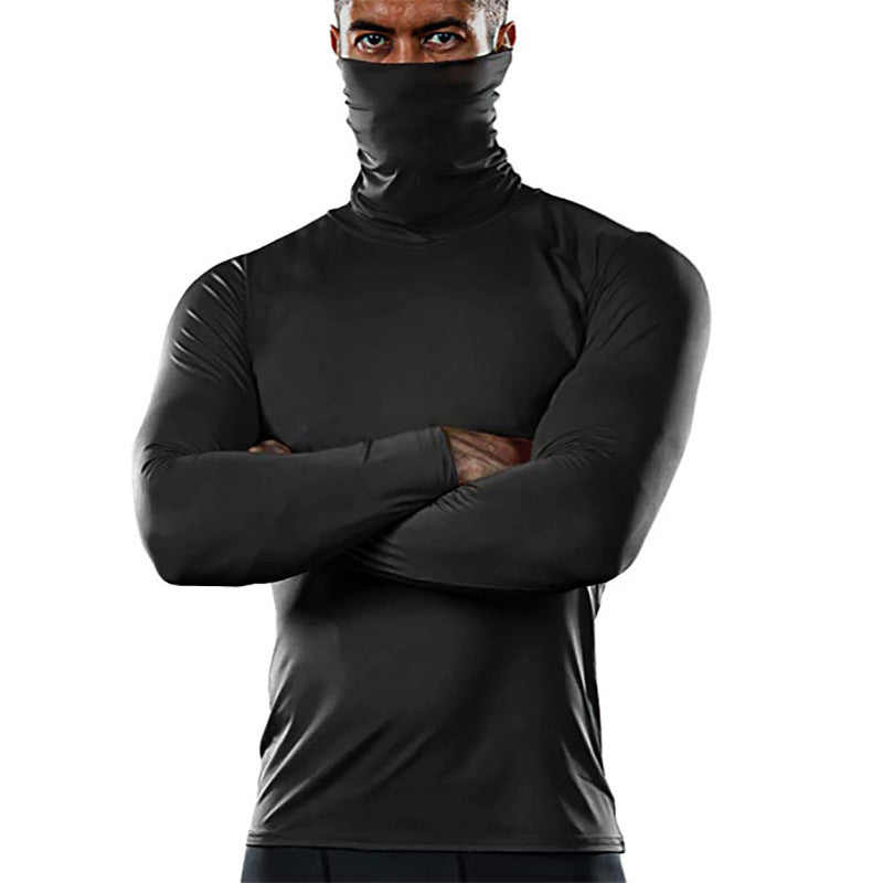 Street-wave Men's High-Collar Performance Shirt With Moisture-Wicking Tech For Athletes