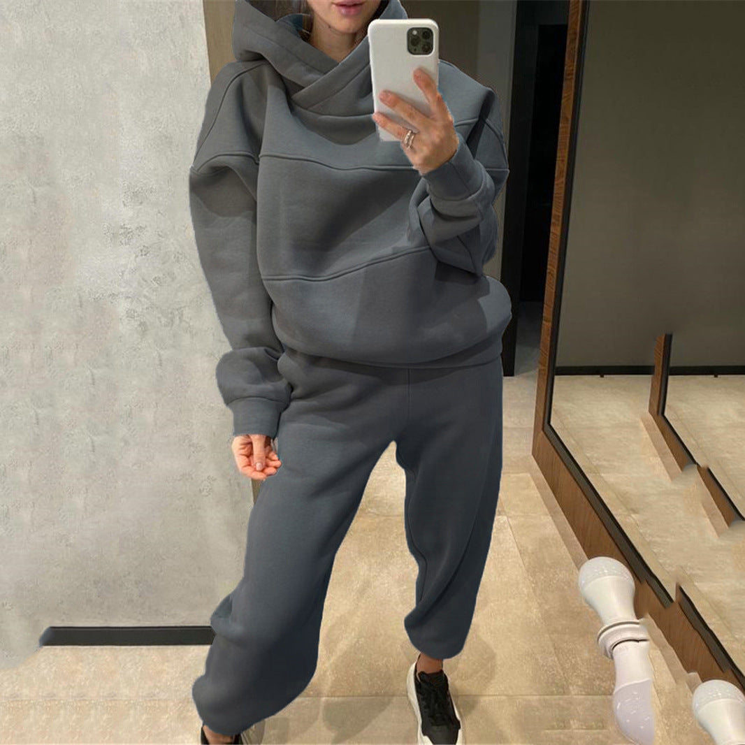Street Wave Hooded Sweat Set Women Cozy Casual Comfort With Decorative Stitching