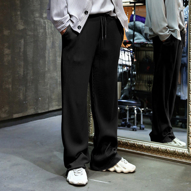 Street-Wave Mens Active Ribbed Training Pants With Adjustable Waistband And Side Pockets