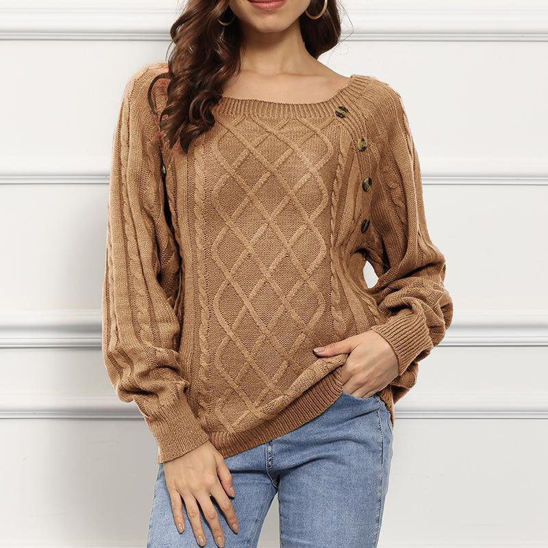 Street Wave Cable Knit Sweater With Textured Pattern For Women Cozy Everyday Knitwear