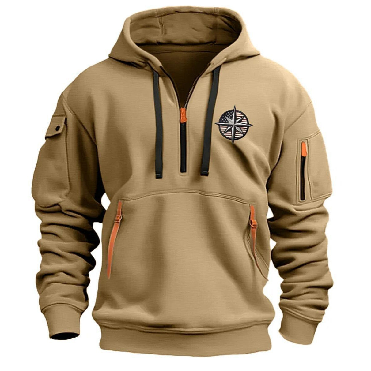 Street-Wave Men's Technical Fleece Jacket With Hood Zip Pockets For Outdoor Warmth And Comfort