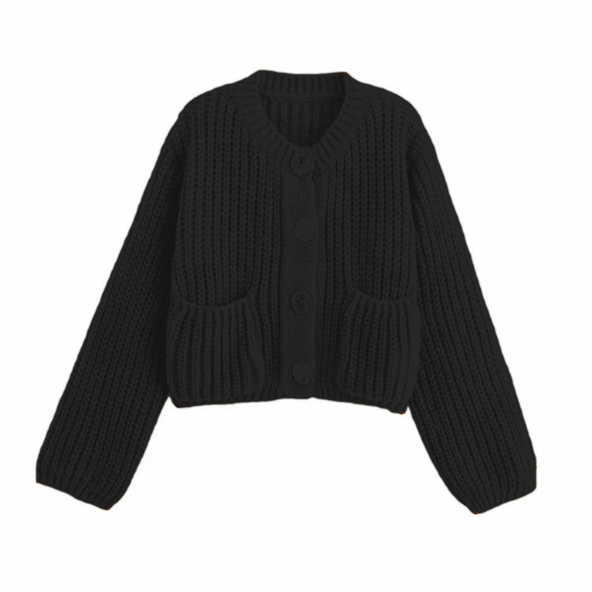 Street-Wave Womens Cozy Chunky Knit Cardigan With Decorative Buttons And Pockets