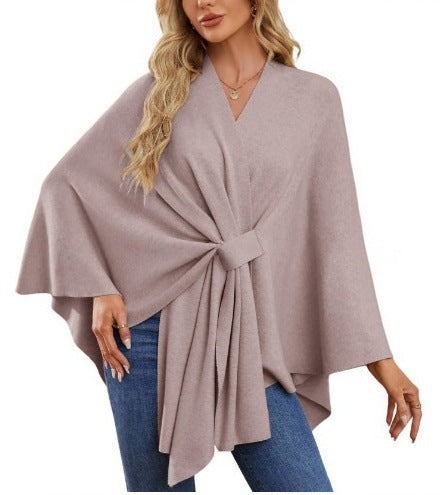 Street Wave Womens Elegant Wrap Sweater with Asymmetric Knot Tie Front For Everyday And Special Occasions