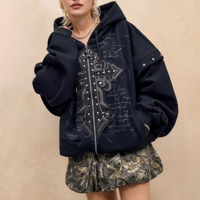 Street-wave Women’s Oversized Hoodie With Intricate Graphic Print For Bold Streetwear Comfort