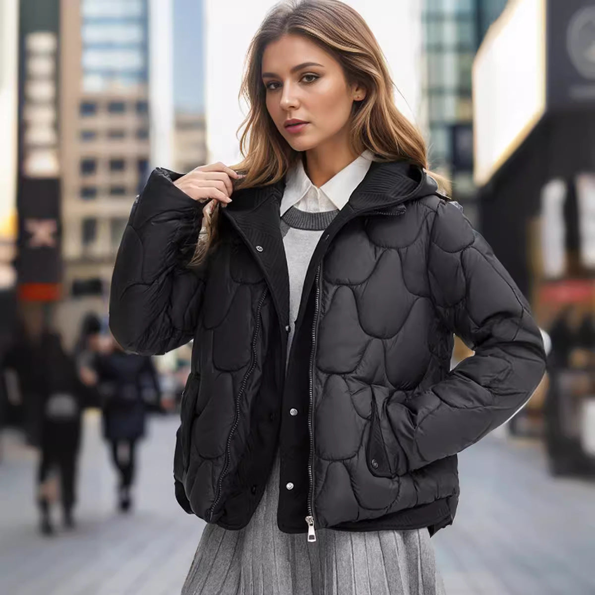 Streetwave Women Cozy Quilted Padded Jacket With Removable Hood And Practical Pockets