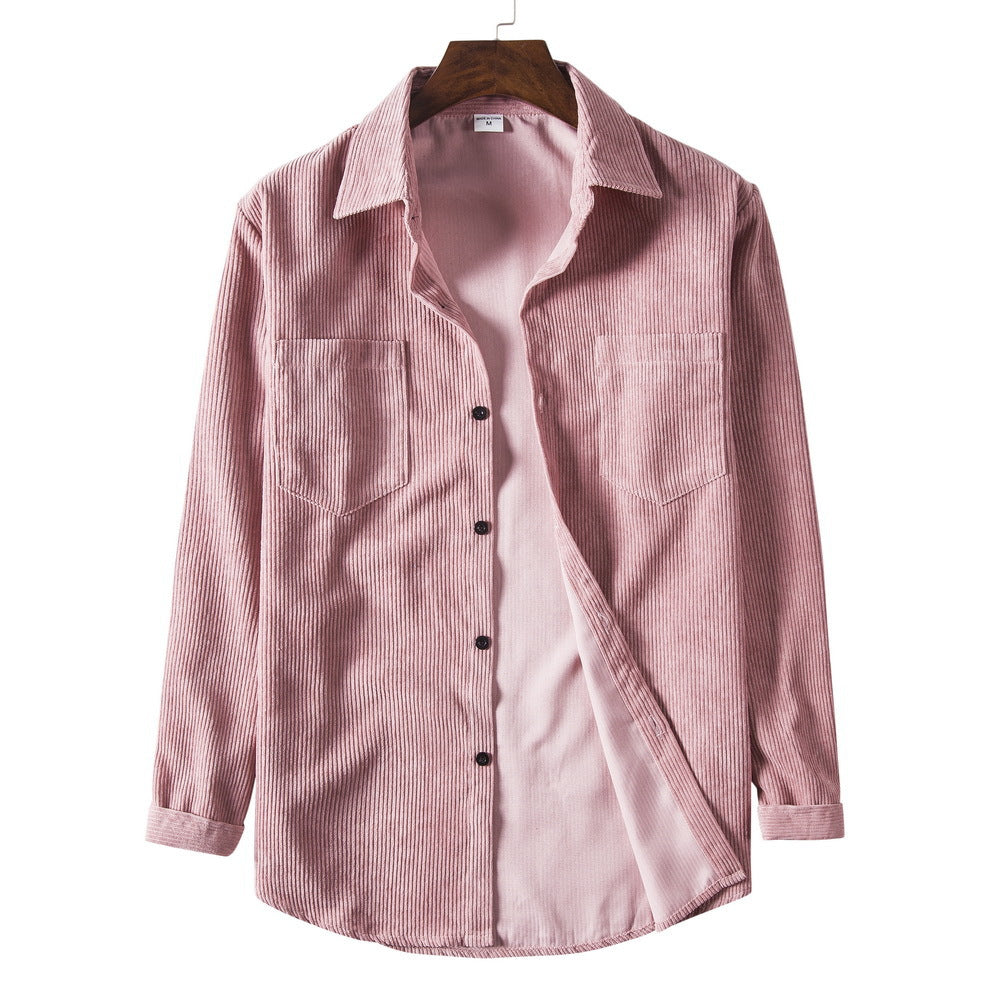 Street Wave Mens Corduroy Shirt With Button Down Collar And Two Chest Pockets Soft Cozy Everyday Casual Fit