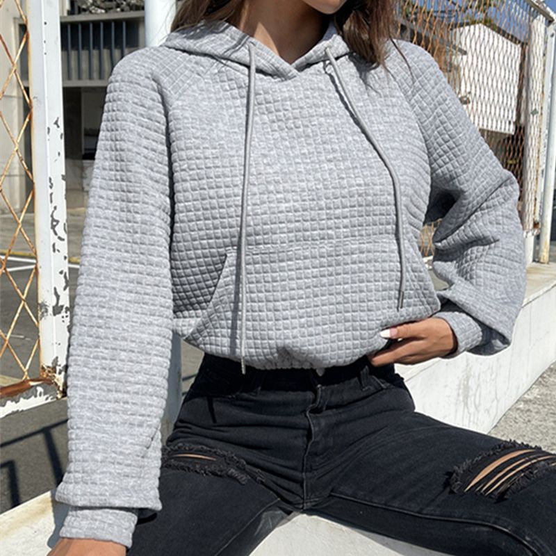 Street Wave Women Cropped Hoodie With Structured Texture Breathable Cotton Blend Chic Casual Must Have