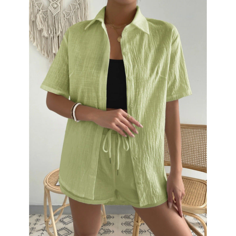 Street-wave Women's Loungewear Set Chic Lightweight Breathable Shirt And Shorts For Everyday Comfort