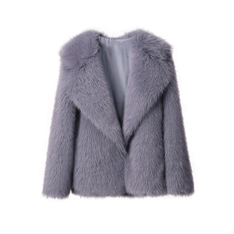 Street-wave Luxurious Faux Fur Coat For Women With Cozy Plush Comfort And Chic Lapel