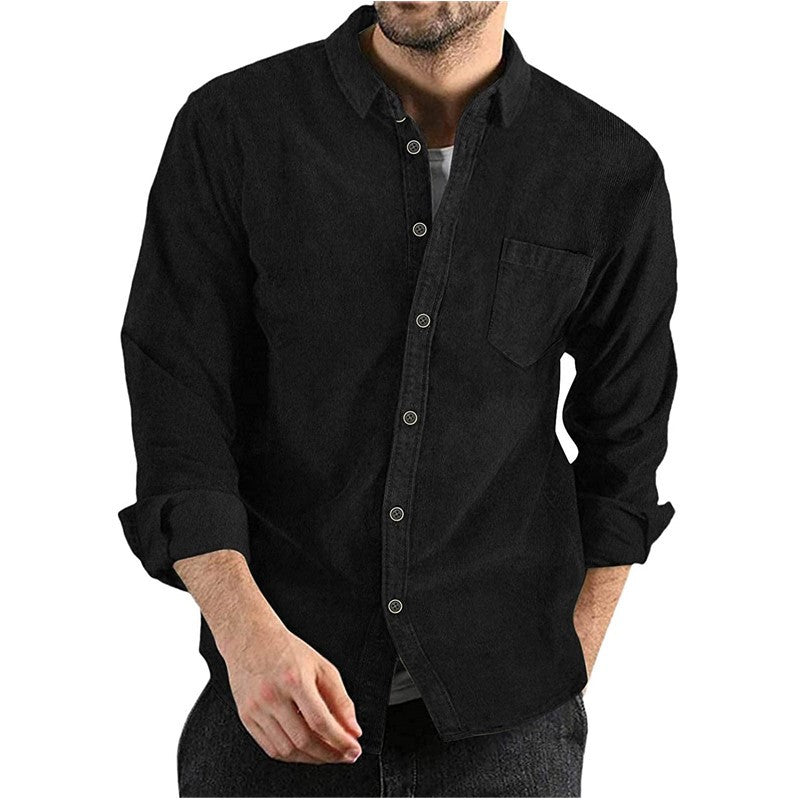 Corduroy Shirt For Men Street-Wave With Chest Pocket And Button Down Collar Casual Everyday Comfort