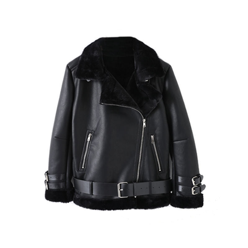 Street-Wave Womens Faux Fur Collar Jacket With Asymmetrical Zip For Trendsetting Urban Women