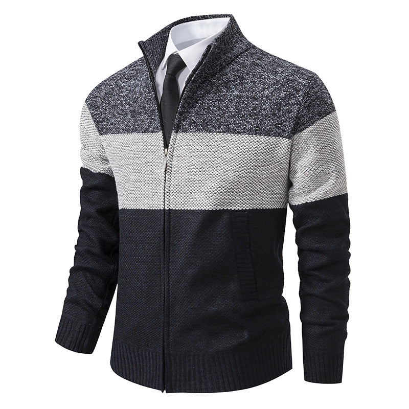 Streetwave Mens Knit Cardigan With High Collar Zip Front For Stylish Comfort And Versatility