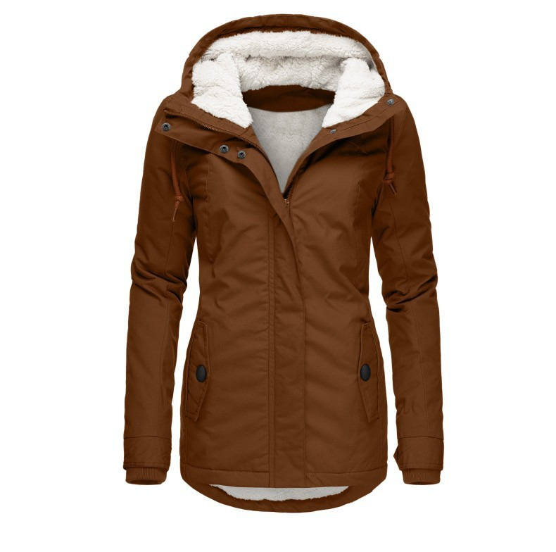 Street Wave Women Hooded Rain Jacket Waterproof With Warm Fleece Lining For Winter