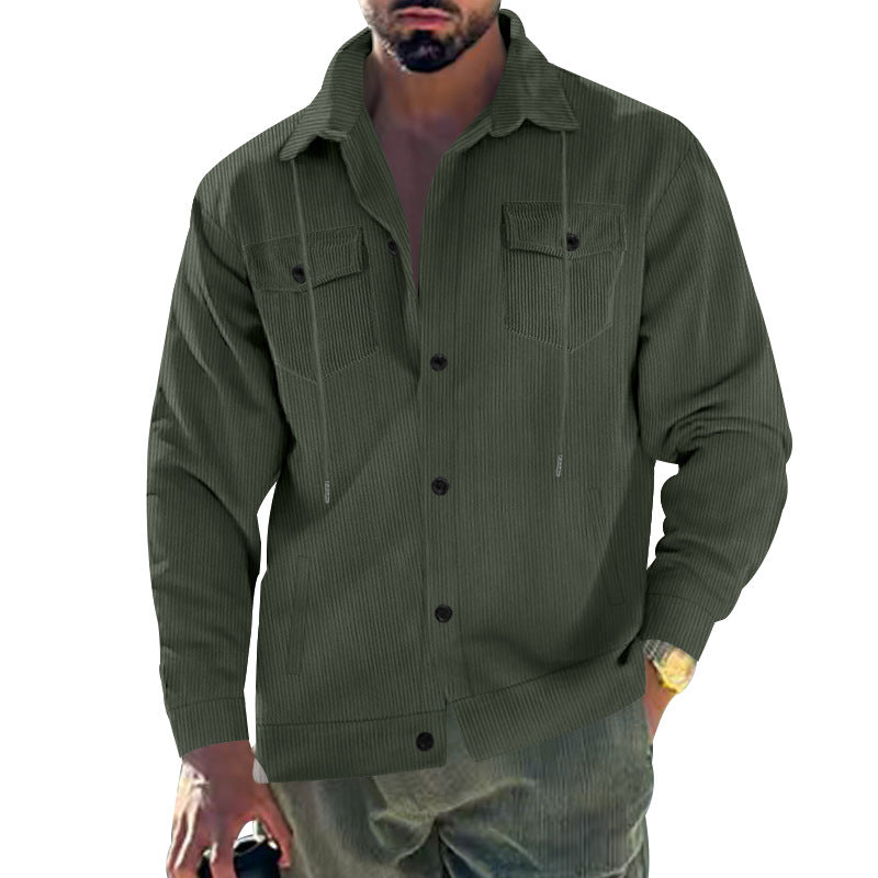Street-Wave Mens Corduroy Jacket With Practical Pockets For Versatile Smart Casual Wear