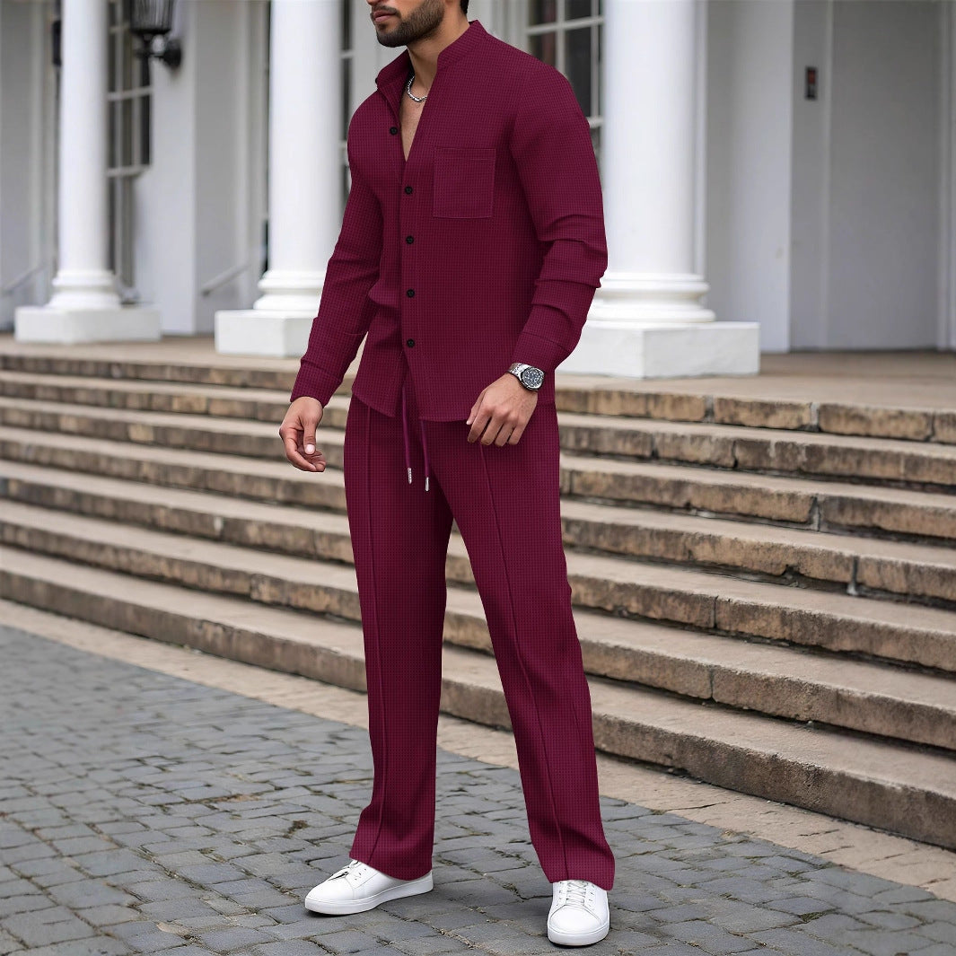 Street-wave Mens Elegant Plaid Suit With Matching Shirt Versatile Office And Evening Wear