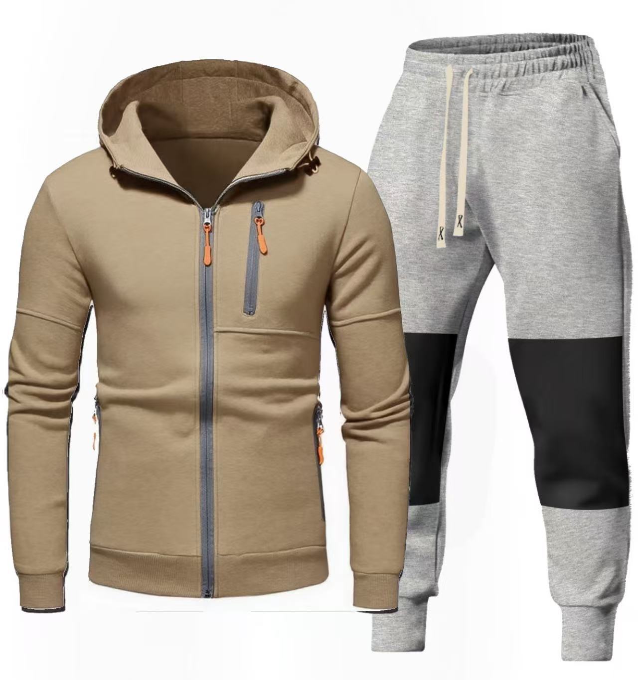 Street Wave Men Sport Hoodie And Jogger Set With Functional Zip Pockets For Active Comfort