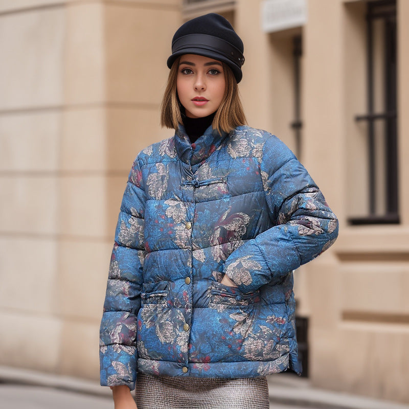 Streetwave Womens Quilted Winter Jacket With Colorful Abstract Art Design For Fashion Forward Warmth