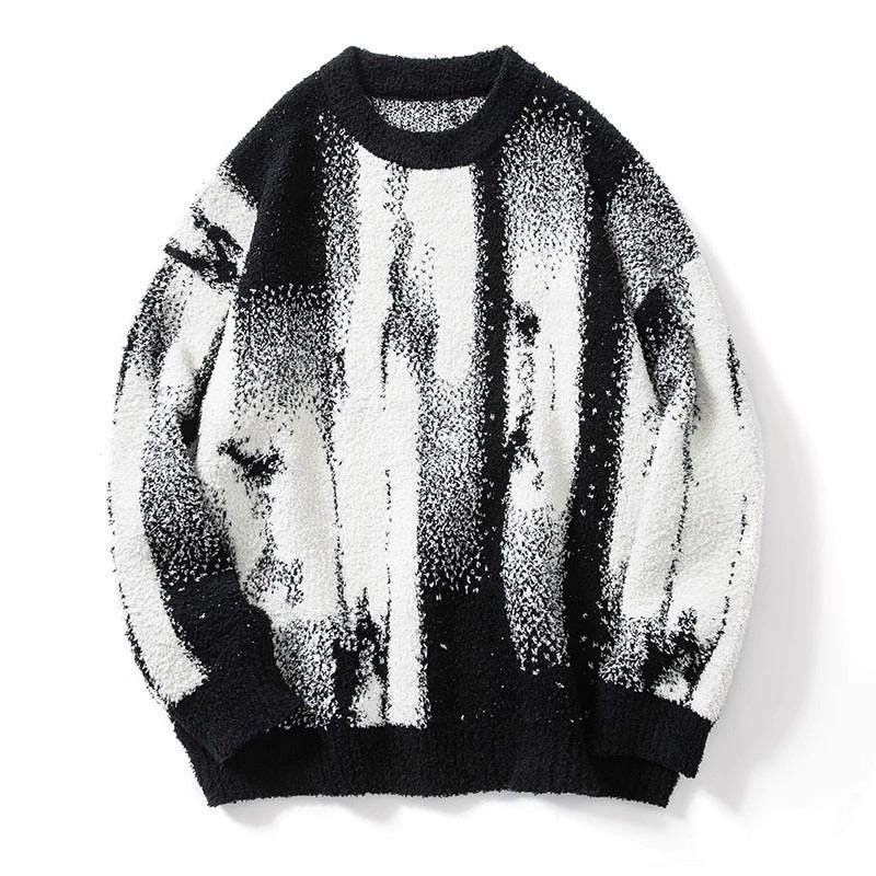 Street Wave Graphic Knit Cardigan Soft Cozy Comfort For Men Versatile Everyday Streetwear Must Have