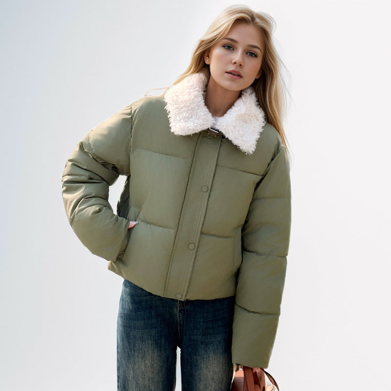 Street-wave Womens Short Padded Winter Jacket With Faux Fur Collar For Cold Weather Comfort And Style