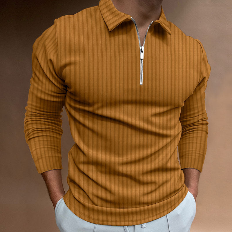 Streetwave Mens Zip Polo Shirt With Stripes Modern Comfortable Polo For Fashion Forward Men