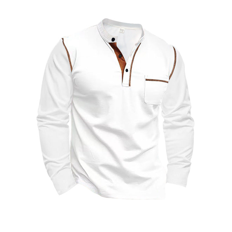 Streetwave Mens Long Sleeve Henley Shirt With Stylish Contrast Details For Everyday Casual