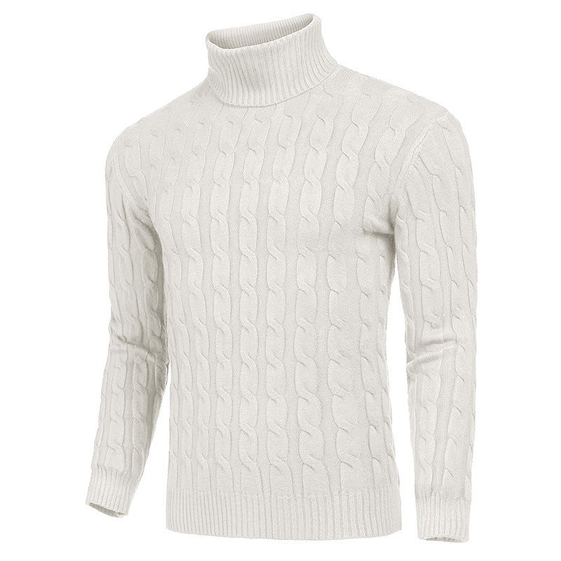 Street-wave Men's Turtleneck Sweater With Structured Knit Texture And Soft Cotton For Timeless Comfort