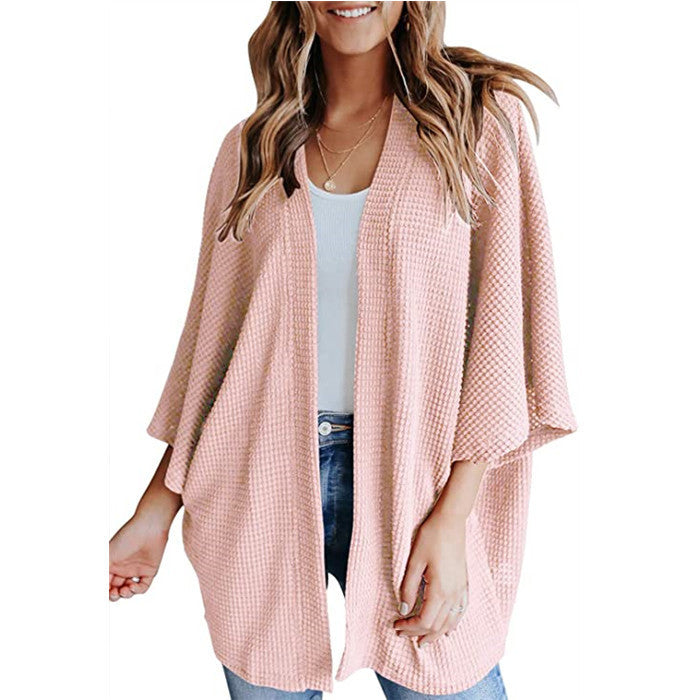 Street-Wave Women's Waffle Knit Cardigan Cozy Versatile Everyday Layer Perfect for Casual Wear