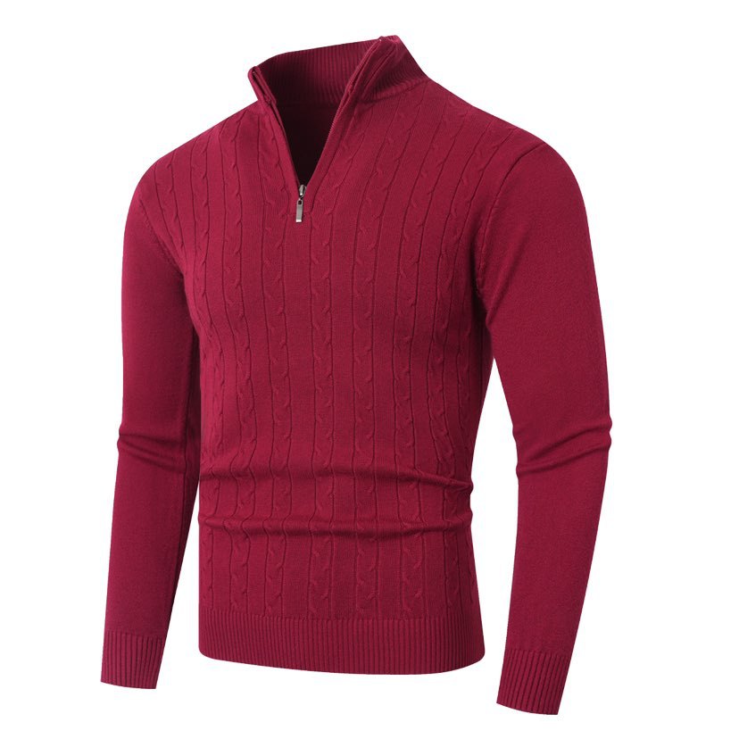Mens Half Zip Knit Sweater With Structured Cable Knit Design Street-Wave For Men Premium Comfort Everyday