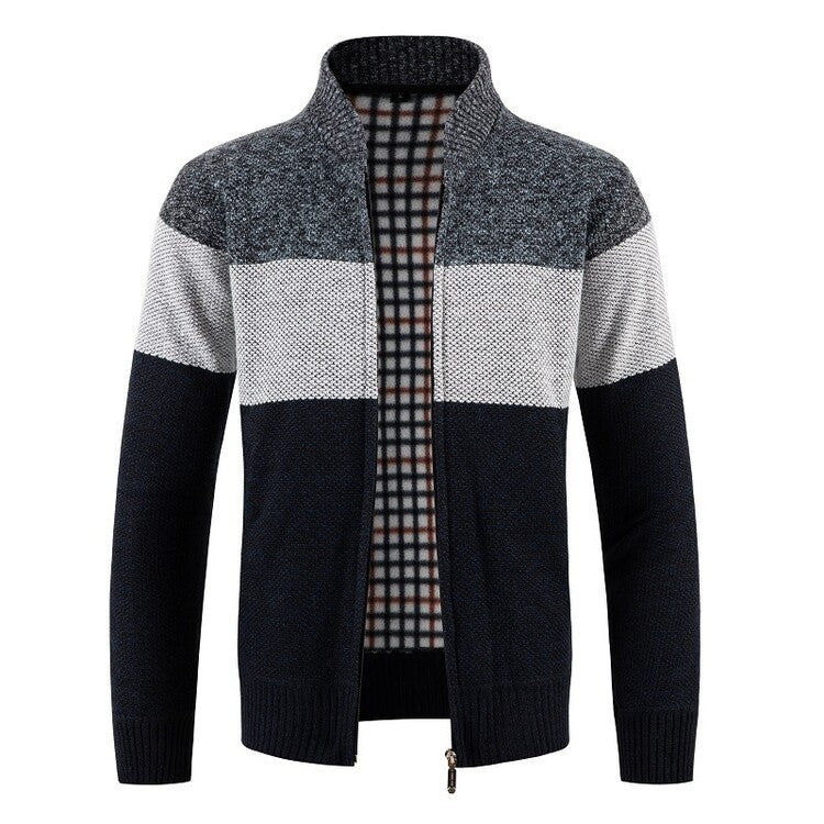 Street-wave Men's Knit Cardigan With Structured Texture And Modern Collar For Everyday Comfort