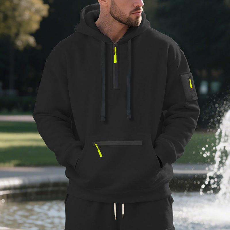 Street-wave Men's Breathable Functional Zip Hoodie With Front Pocket For Active Lifestyles