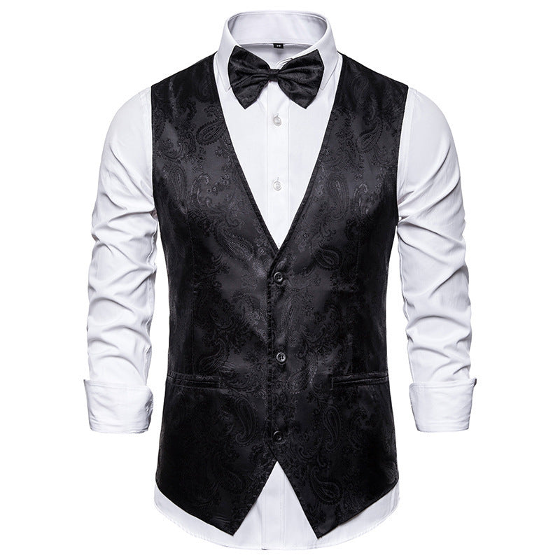 Street Wave Mens Elegant Paisley Jacquard Vest Waistcoat With Fine Pattern For Formal Events