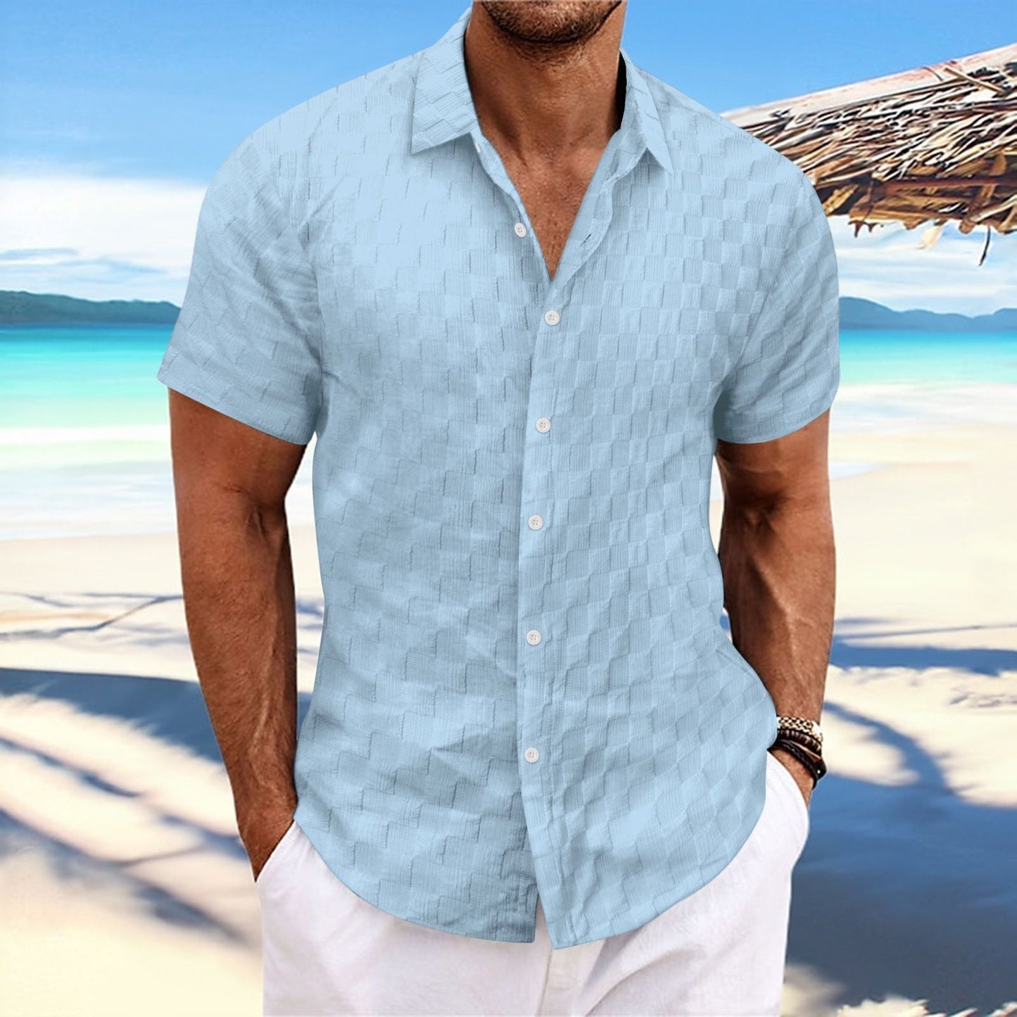 Street-Wave Nordisk Flair Men's Textured Weave Casual Shirt Breathable