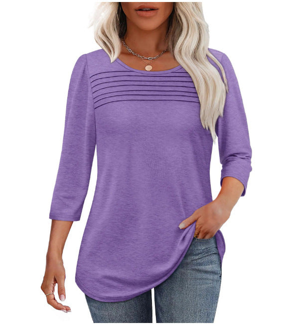 Street-wave Women Elegant Ruched Top Soft Knit Fit Versatile Day To Night For Work