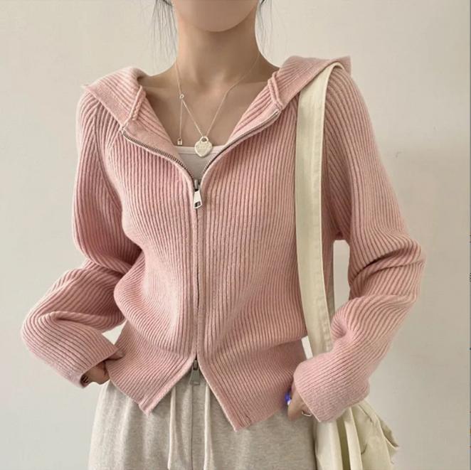 Streetwave Womens Hooded Zip Cardigan Cozy Knit For Casual Everyday Wear Soft Warmth
