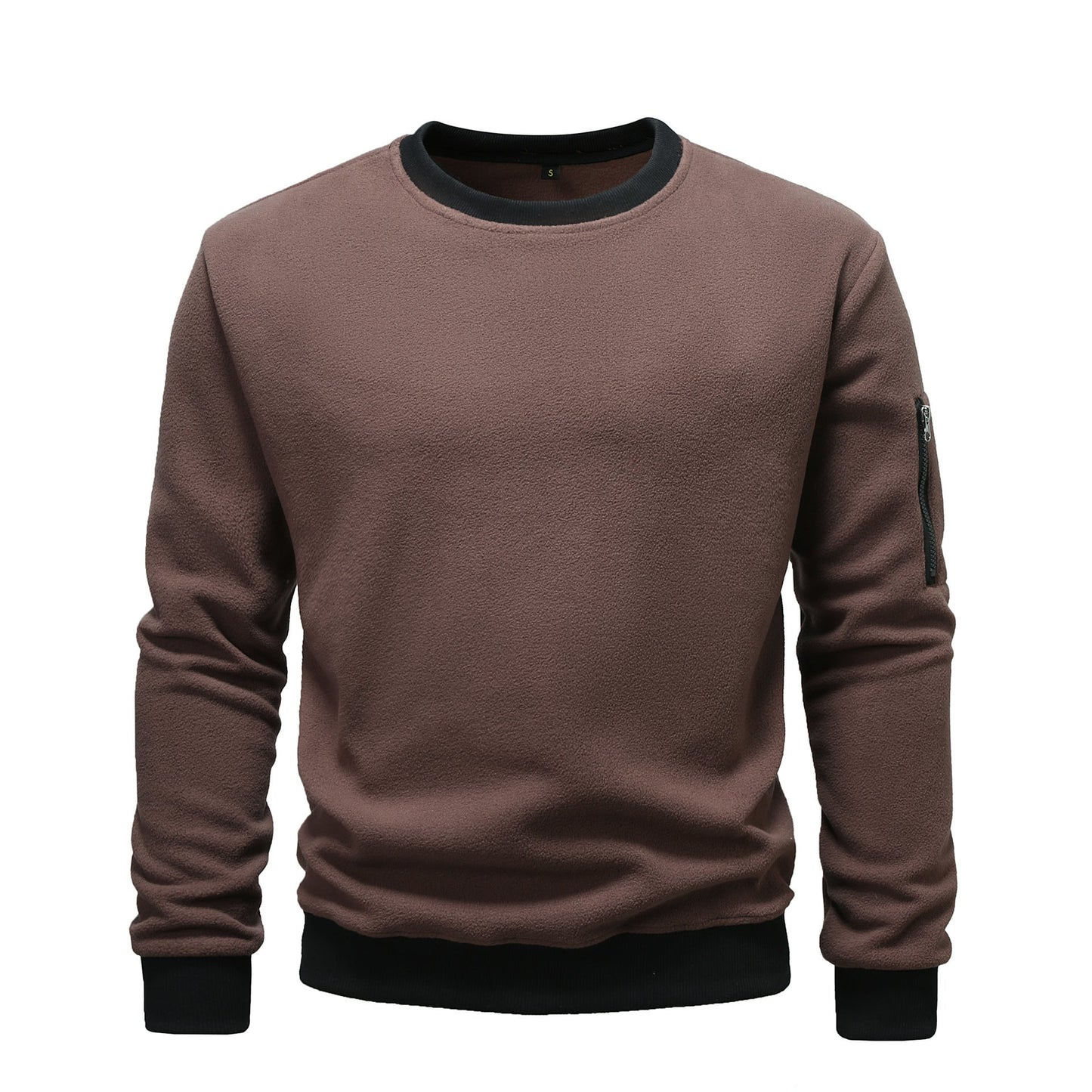 Street-wave Men's Cozy Fleece Pullover With Zipper Pocket For Everyday Comfort And Warmth