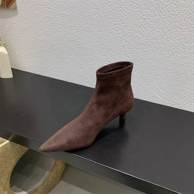 Street-Wave Women's Soft Suede Ankle Boots With Luxurious Stiletto Heel For Chic Nights